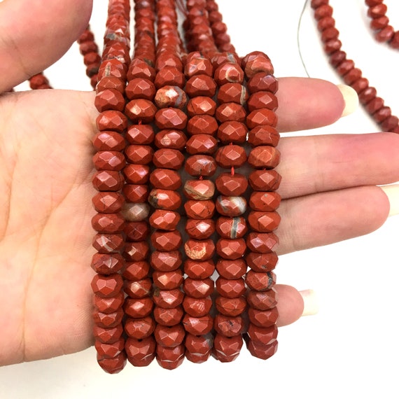 Natural Red Jasper Highly Polished Faceted Rondelle Shape Gemstone Loose Beads For Jewelry Making And Custome Design Aaa Quality 16inch