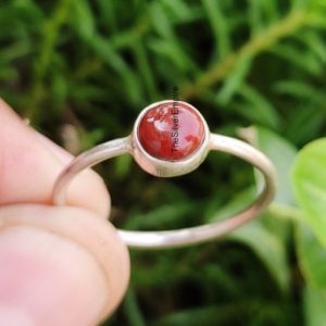 Shop Red Jasper Rings! Natural Red Jasper Ring – October Birthstone Ring – Handmade Ring – Cabochon Jasper Ring – Women Gift – 925 Sterling Silver Ring – Gift Her | Natural genuine Red Jasper rings, simple unique handcrafted gemstone rings. #rings #jewelry #shopping #gift #handmade #fashion #style #affiliate #ad