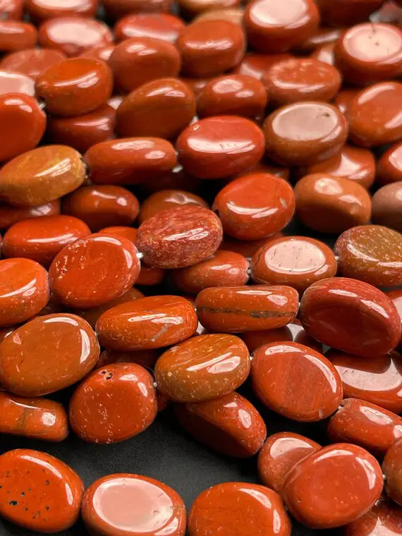 Natural Red Jasper Smooth Oval Beads, 12×8 To 10×8mm, Red Jasper Beads, Aaa+++ Quality, 18'' Inch Strand