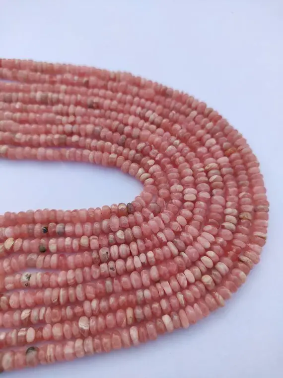 Aaa Natural Rhodochrosite Smooth Rondelle Beads | Pink Rhodochrosite Plain Beads | 4.5-5.5/6-6.5 Mm Beads | Wholesale Beads For Jewelry |