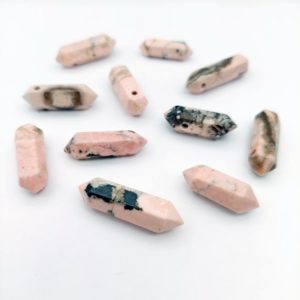 Natural Rhodonite Points, Double Terminated Gemstone, Top Drilled Points, Natural Gemstone Wand | Natural genuine stones & crystals in various shapes & sizes. Buy raw cut, tumbled, or polished gemstones for making jewelry or crystal healing energy vibration raising reiki stones. #crystals #gemstones #crystalhealing #crystalsandgemstones #energyhealing #affiliate #ad