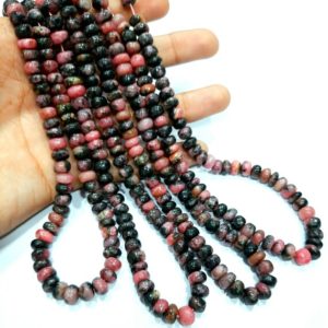 Shop Rhodonite Rondelle Beads! Natural Rhodonite Smooth Rondelle beads, 16" strand, Pink Rhodonite Plain Rondelle for jewelry, bracelet, Diy, Crafts, Crystal shop | Natural genuine rondelle Rhodonite beads for beading and jewelry making.  #jewelry #beads #beadedjewelry #diyjewelry #jewelrymaking #beadstore #beading #affiliate #ad