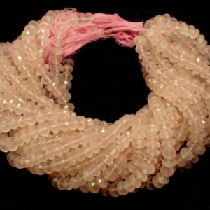 Shop Rose Quartz Rondelle Beads! Natural Rose Quartz Faceted Rondelle Beads Rose Quartz Rondelle Beads AAA Quality 10 Inch Faceted Rose Quartz Beads | Natural genuine rondelle Rose Quartz beads for beading and jewelry making.  #jewelry #beads #beadedjewelry #diyjewelry #jewelrymaking #beadstore #beading #affiliate #ad