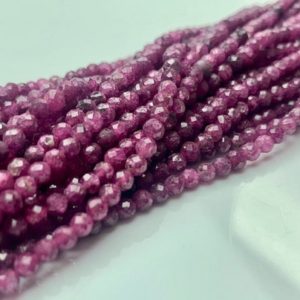 Shop Ruby Round Beads! Natural Ruby 2-2.5 mm Faceted Round Beads, 2 mm Ruby Beads, Red Ruby Precious Gemstone Beads, AAA+ Faceted Ruby Beads, 13 Inches Strand | Natural genuine round Ruby beads for beading and jewelry making.  #jewelry #beads #beadedjewelry #diyjewelry #jewelrymaking #beadstore #beading #affiliate #ad