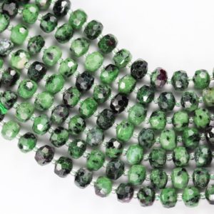 Shop Ruby Zoisite Rondelle Beads! Natural Ruby Zoisite, 6*8mm Faceted Rondelle Gemstone Strand, 8 inch , about 25 beads,hole1mm -GEM3316 | Natural genuine rondelle Ruby Zoisite beads for beading and jewelry making.  #jewelry #beads #beadedjewelry #diyjewelry #jewelrymaking #beadstore #beading #affiliate #ad