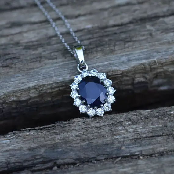 Natural Sapphire Necklace, Alexandrite Necklace With Sapphire, Antique Pendant With Blue Sapphire