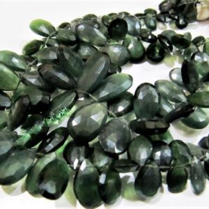 Shop Serpentine Bead Shapes! Natural Serpentine Briolette Gemstone Beads Russian Serpentine Faceted Pear Shape Beads 6×8 mm to 16×20 mm Strand 8 to 9 inches long | Natural genuine other-shape Serpentine beads for beading and jewelry making.  #jewelry #beads #beadedjewelry #diyjewelry #jewelrymaking #beadstore #beading #affiliate #ad