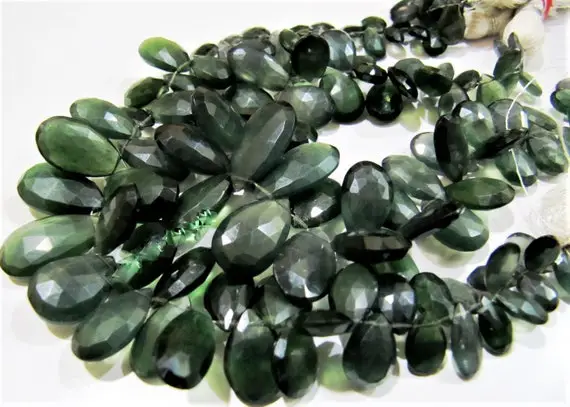 Natural Serpentine Briolette Gemstone Beads Russian Serpentine Faceted Pear Shape Beads 6x8 Mm To 16x20 Mm Strand 8 To 9 Inches Long