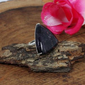 Shop Sugilite Rings! Natural Sugilite Ring, Suglite Gemstone Jewelry, 925 Sterling Silver Ring, Christmas Silver Gift, Designer Handmade Boho Ring, Trillion Ring | Natural genuine Sugilite rings, simple unique handcrafted gemstone rings. #rings #jewelry #shopping #gift #handmade #fashion #style #affiliate #ad