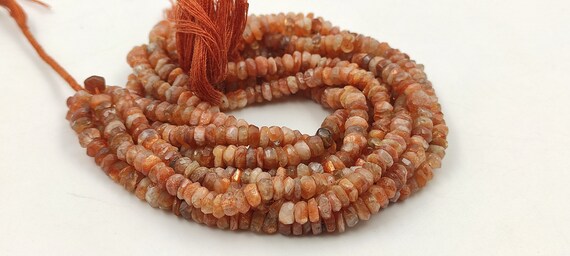 Natural Golden Sunstone Faceted Rondelle Shape Gemstone Beads,sunstone Rondelle Beads,5.00-6.00 Mm Sunstone Beads For Handmade Jewelry