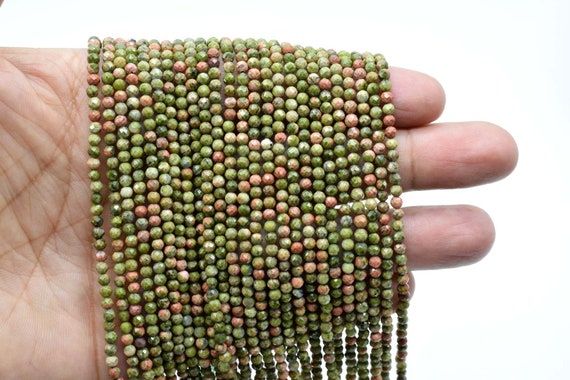Natural Unakite Faceted 3mm To 3.5mm Rondelle Shape Beads Strand,unakite Rondelle Beads,quality Gemstone Beads,unakite Gemstone Beads Strand