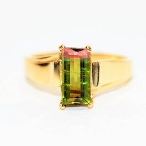 Shop Watermelon Tourmaline Rings! Natural Watermelon Tourmaline Ring 10K Solid Gold 1.65ct Solitaire Ring Gemstone Ring Women's Ring Ladies Ring Statement Ring Cocktail Ring | Natural genuine Watermelon Tourmaline rings, simple unique handcrafted gemstone rings. #rings #jewelry #shopping #gift #handmade #fashion #style #affiliate #ad