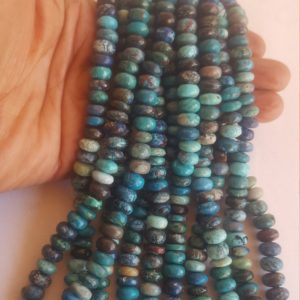 Shop Chrysocolla Rondelle Beads! Newly Listed ~~~~  Natural Chrysocolla ~~~~  Smooth rondelle beads ~~~ 1 Strand ~~~ 7 Inches ~~~ 8-9 MM ~~~ for jewelry making | Natural genuine rondelle Chrysocolla beads for beading and jewelry making.  #jewelry #beads #beadedjewelry #diyjewelry #jewelrymaking #beadstore #beading #affiliate #ad