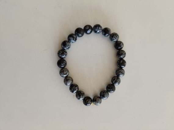 Natural Snow Flakes Obsidian Bracelet 8mm Aaa Quility Bead Bracelet Healing Stone Round Beads. Round Gemstone Beads.