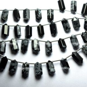 Shop Obsidian Faceted Beads! 10 pieces, Natural Black Obsidian Faceted Pointed Fancy Pencil Gemstone Beads 13-14mm | Natural genuine faceted Obsidian beads for beading and jewelry making.  #jewelry #beads #beadedjewelry #diyjewelry #jewelrymaking #beadstore #beading #affiliate #ad