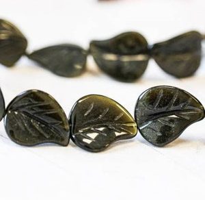 L/ Black Obsidian 18x23mm Leaf Beads 15.5" Strand Natural Black Volcanic Lava Stone Beautiful Carved Leaf For Crafts For Jewelry Making | Natural genuine other-shape Gemstone beads for beading and jewelry making.  #jewelry #beads #beadedjewelry #diyjewelry #jewelrymaking #beadstore #beading #affiliate #ad