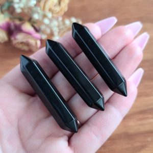 Shop Obsidian Points & Wands! Small Black Obsidian Crystal Wands, Choose Quantity, 2.2" Double Terminated Points for Jewelry Making or Crystal Grids | Natural genuine stones & crystals in various shapes & sizes. Buy raw cut, tumbled, or polished gemstones for making jewelry or crystal healing energy vibration raising reiki stones. #crystals #gemstones #crystalhealing #crystalsandgemstones #energyhealing #affiliate #ad