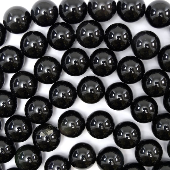 10mm Natural Rainbow Black Obsidian Round Beads 15" Strand
