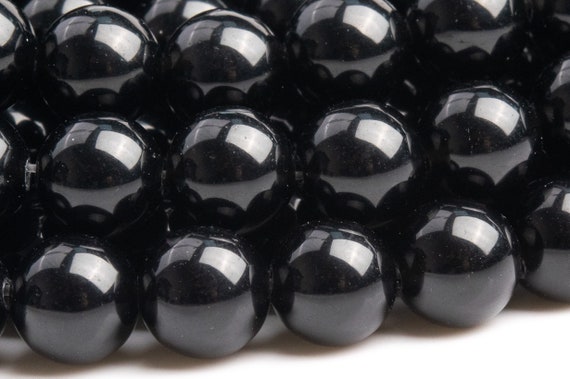 Genuine Natural Obsidian Gemstone Beads 8mm Black Round A Quality Loose Beads (101312)