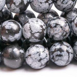 Shop Obsidian Round Beads! Genuine Natural Snowflake Obsidian Gemstone Beads 10-11MM Black & Gray Round AAA Quality Loose Beads (101184) | Natural genuine round Obsidian beads for beading and jewelry making.  #jewelry #beads #beadedjewelry #diyjewelry #jewelrymaking #beadstore #beading #affiliate #ad
