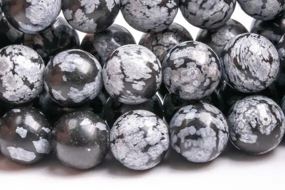 Genuine Natural Snowflake Obsidian Gemstone Beads 10-11mm Black & Gray Round Aaa Quality Loose Beads (101184)