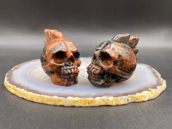 Natural Red Obsidian Mohawk Skull Realistic Human Skull Carving  Skull Crystal Skull Gemstone Skull Decor Skull Sculpture Sk-lk