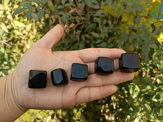 Black Obsidian Tumbled Stone Cube Shaped
