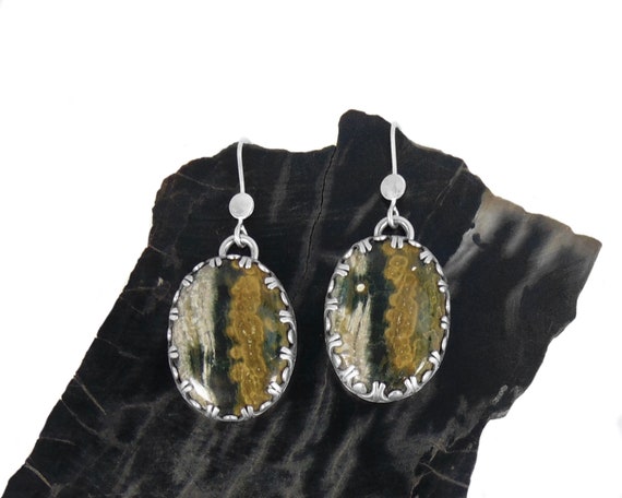 Ocean Jasper Earrings In Sterling Silver - Handmade Dangle Earrings
