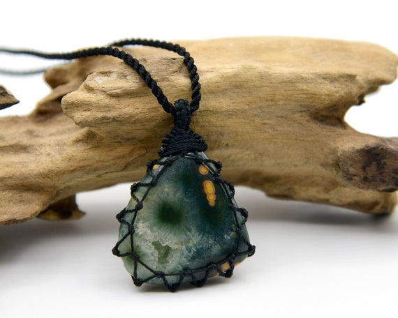 Ocean Jasper Pendant, Natural Stone Jewelry, Hippie Men's / Women's Necklace With Stone, Hippie Birthday Gift For Her / Him