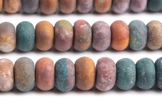 Genuine Natural Ocean Jasper Gemstone Beads 8x4mm Matte Multicolor Rondelle Aaa Quality Loose Beads (107404)