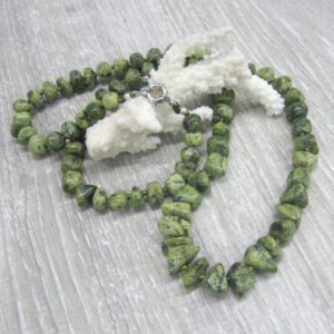 Shop Serpentine Necklaces! Olive green Forest green Russian Serpentine gemstone necklace Woodland jewelry gift for women mom chunky stone nugget beads 27 inch strand | Natural genuine Serpentine necklaces. Buy crystal jewelry, handmade handcrafted artisan jewelry for women.  Unique handmade gift ideas. #jewelry #beadednecklaces #beadedjewelry #gift #shopping #handmadejewelry #fashion #style #product #necklaces #affiliate #ad
