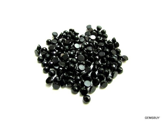 10 Pieces 6mm Black Onyx Rose Cut Round Loose Gemstone, Black Onyx Round Rosecut Cabochon Faceted Flat Stone Aaa Quality Gemstone...