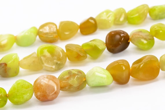 7x6mm Green Yellow Opal Beads Grade Aaa Genuine Natural Gemstone Pebble Nugget Loose Beads 16" Bulk Lot Options (116747)