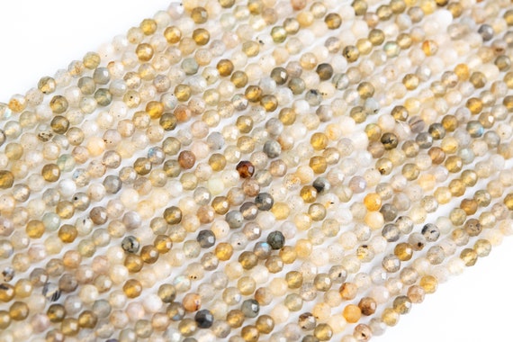 3mm Yellow Opal Beads Grade A Genuine Natural Gemstone Full Strand Faceted Round Loose Beads 15" Bulk Lot Options (117623-3966)