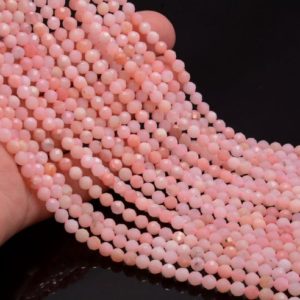 Shop Opal Beads! 4mm Peruvian Pink Opal Gemstone Grade AAA Pink Micro Faceted Round Loose Beads 15.5 inch Full Strand LOT 1,2,6,12 and 50 (80004718-924) | Natural genuine beads Opal beads for beading and jewelry making.  #jewelry #beads #beadedjewelry #diyjewelry #jewelrymaking #beadstore #beading #affiliate #ad
