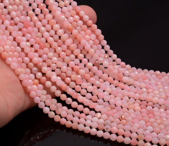 4mm Peruvian Pink Opal Gemstone Grade Aaa Pink Micro Faceted Round Loose Beads 15.5 Inch Full Strand Lot 1,2,6,12 And 50 (80004718-924)