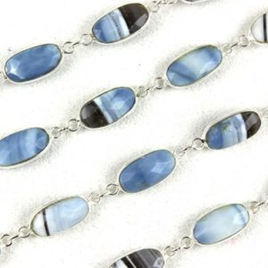 Shop Opal Faceted Beads! 92.5 Sterling Silver 2 Pieces Connectors,Natural Bolder Opal Gemstone, Faceted Oval Shape,Size 7×13 MM Silver Connectors For Chain Wholesale | Natural genuine faceted Opal beads for beading and jewelry making.  #jewelry #beads #beadedjewelry #diyjewelry #jewelrymaking #beadstore #beading #affiliate #ad