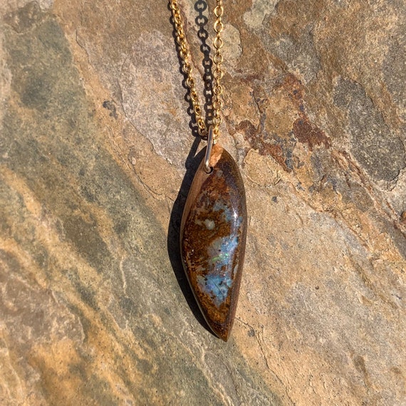 Boulder Opal Pendant / Australian Opal Necklace / Flashy Opal / Small Boulder Opal / Australian Opal