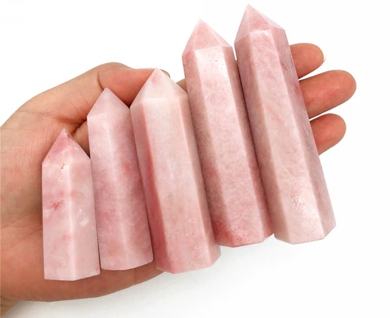 Pink Opal Tower Natural Pink Opal Double Terminated Crystal Point Opal Obelisk Milky Crystal Tower Point Gemstone Tower Bulk Wholesale