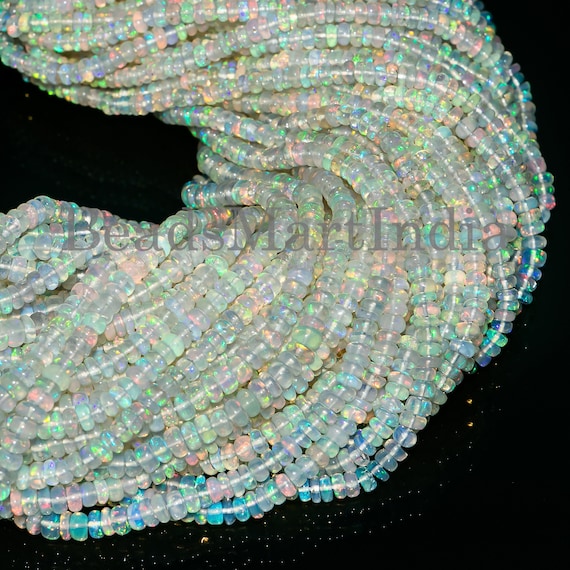 Ethiopian Opal Natural Plain Rondelle Beads, 3-4 Mm Opal Smooth Beads, Ethiopian Opal Plain Beads,ethiopian Opal Beads, Opal Beads