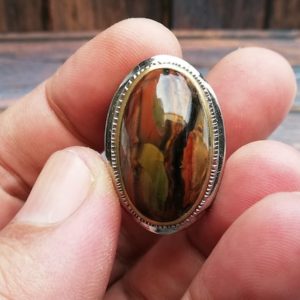 Shop Petrified Wood Rings! Opalized Petrified Wood Ring Antique Agate Ring Vintage Petrified Wood Band Handmade Luxury Ring | Natural genuine Petrified Wood rings, simple unique handcrafted gemstone rings. #rings #jewelry #shopping #gift #handmade #fashion #style #affiliate #ad