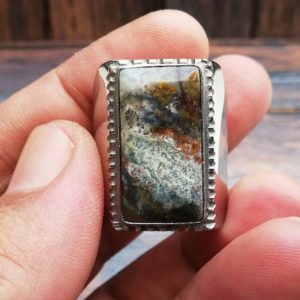 Shop Petrified Wood Rings! Opalized Petrified Wood Ring Handemade Luxury Bands Vintage Agate Ring | Natural genuine Petrified Wood rings, simple unique handcrafted gemstone rings. #rings #jewelry #shopping #gift #handmade #fashion #style #affiliate #ad