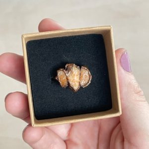 Shop Calcite Rings! Orange Calcite Ring Size 6.75 | Stacking Ring | Electroformed Copper Ring | Natural genuine Calcite rings, simple unique handcrafted gemstone rings. #rings #jewelry #shopping #gift #handmade #fashion #style #affiliate #ad