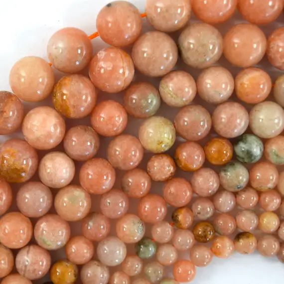 Natural Peach Orange Calcite Round Beads 15.5" Strand 6mm 8mm 10mm 12mm S2