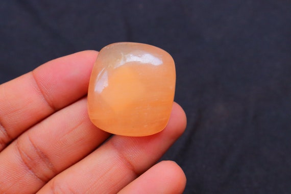 Orange Selenite Cabochon, Natural Orange Selenite Gemstone For Making Jewelry, Pendant Stone, Loose Stone, Orange Selenite Crystal, #3123