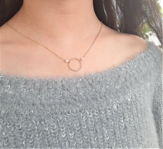 Freshwater Pearl Necklace, June Birthstone /handmade Jewelry/ Pearl Choker, Simple Gold Necklace, Layered Necklace, Necklaces For Women