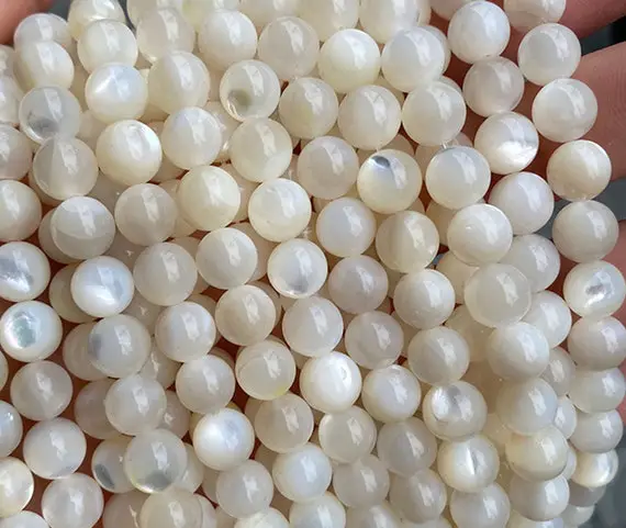 Natural White Shell Pearls Smooth Round Beads,4mm 6mm 8mm 10mm 12mm  Shell Pearls Beads Wholesale Supply,one Strand 15"