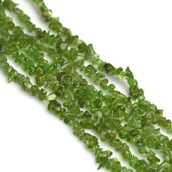 Apple Green Gemstone Chips For Jewelry Making Natural Peridot Chips Strand, August Birthstone Beads In Bulk Supplies