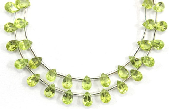 30 Pieces Natural Peridot Gemstone, Faceted Pear Shape Cut Stone Beads,size 4x6 Mm Top Quality Peridot Cut Stone Making Jewelry Wholesale