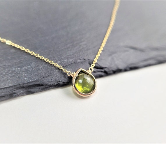 Genuine Peridot Necklace, August Birthstone /handmade Jewelry/ Simple Gold Necklace, Necklaces For Women, Gemstone Necklace, Dainty Necklace